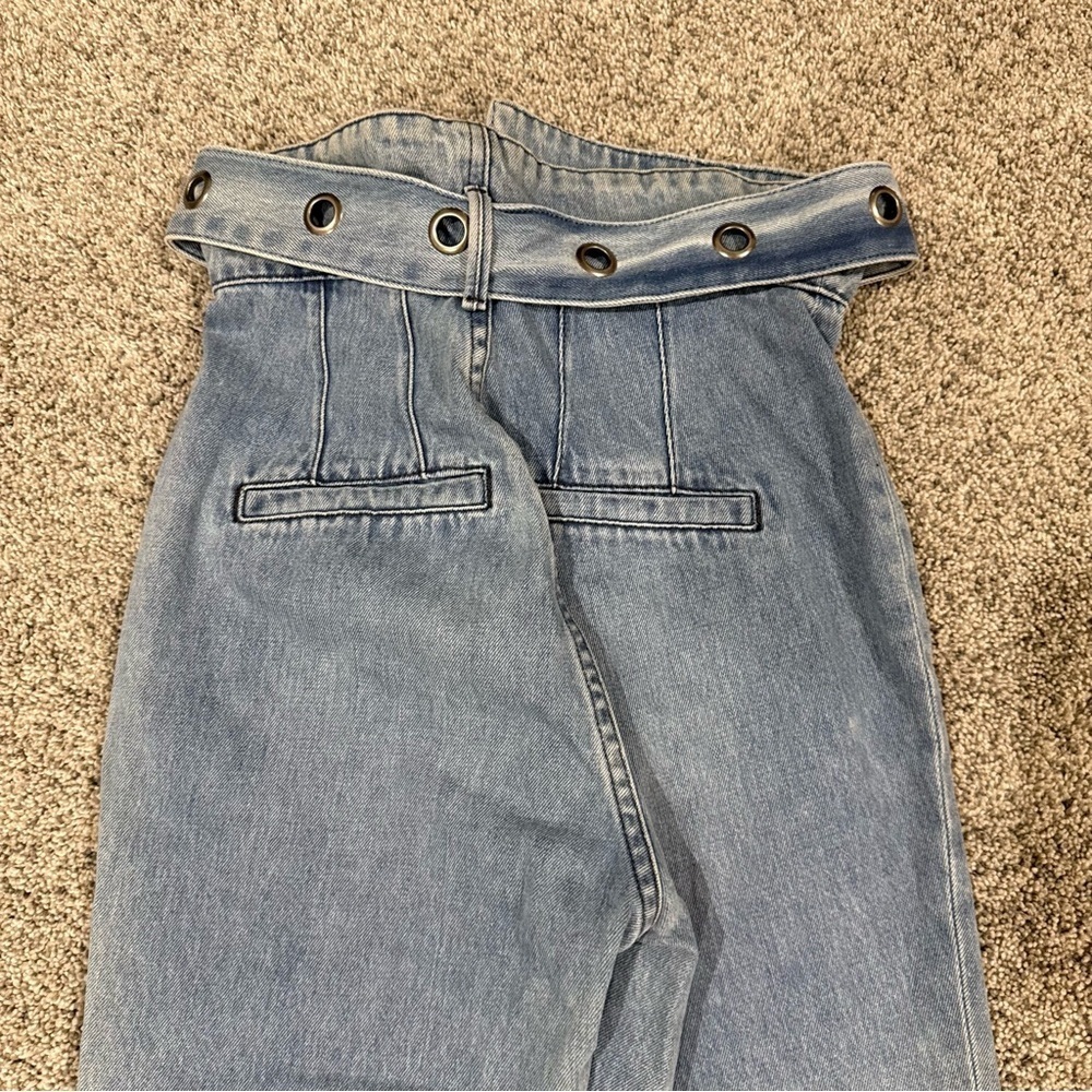 GRLFRND $328 ‘Mia’ Paperbag Belted Skinny Jeans Light Wash High Rise Women’s 25 - Picture 13 of 13
